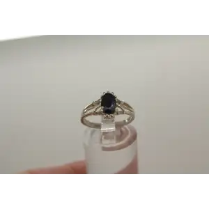 Signed .925 S.S. BLUE SAPPHIRE SOLITAIRE ring size 6 #