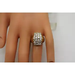 Signed Vermeil .925 S.S. SUPER SPARKLE CZ CLUSTER ring size 8.75 #