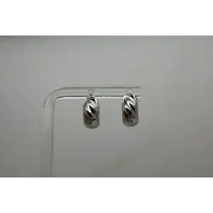 ITALY MILOR 14k W.G. LASER CUT & FROSTED CHUNKY HOOP earrings