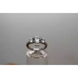 Signed FC .925 S.S. SUPER SPARKLY CZ 3 STONE ring  size 4