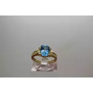 14k Yellow Gold BLUE TOPAZ & DIAMOND accent Ring size 7