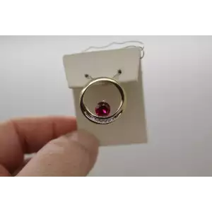 10k Yellow Gold RUBY & DIAMOND OPEN CIRCLE pendant