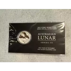 2022 Sydney Money Expo 1/4 oz .9999 Fine Silver Coin Australian Lunar Series III Colorized 2023 Year of the Rabbit (2)