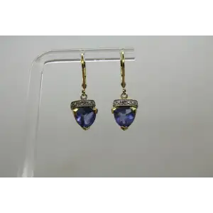 ROSS SIMONS gold over .925 S.S. BLUE STONE DANGLE earrings