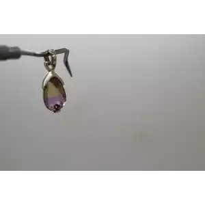 Vtg. .925 S.S. Pear Cut Faceted AMETRINE TEARDROP pendant
