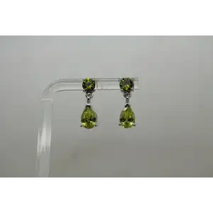 Signed .925 S.S. GREEN & YELLOW STONE TEARDROP dangles #