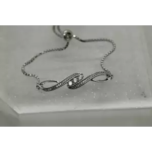 .925 S.S. WHITE SAPPHIRE & DIAMOND DOUBLE INFINITY BOLO 9