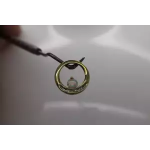 ALWAND VAHAN 10k Yellow Gold OPAL & DIAMOND CIRCLE SLIDE pendant