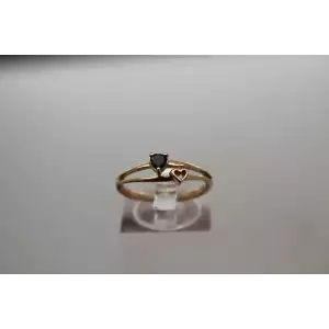 10k Rose Gold .10ct BLACK DIAMOND DOUBLE HEART ring size 7.5