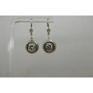 JCM JACMEL MAURITIUS 14k Y.G. .925 S.S. Bezel Set CZ ROUND dangles #