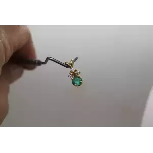 Signed 14k Y.G. Round Cut EMERALD & DIAMOND pendant