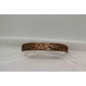 Signed PURE COPPER NATIVE TRIBAL DESIGN CUFF bracelet 6.5