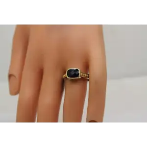 O.C. TANNER 10k Y.G. BLUE IOLITE SOLITAIRE ring size 8.5