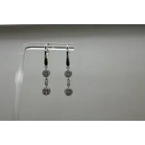 Signed LGL 14k W.G. .40ctw DIAMOND CLUSTER DANGLE HOOP earrings