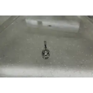 Signed 10k W.G. Petite PAVE DIAMOND DOUBLE OVAL design pendant