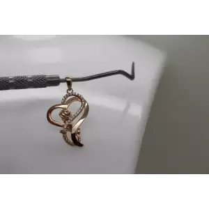 R.G. over .925 S.S. ROSE HEART DESIGN w/ CZ accents pendant