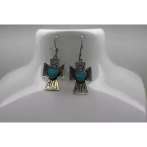 CAROLYN POLLACK RELIOS .925 S.S. CROSS ANGEL TURQUOISE HEART dangle