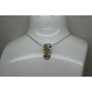 Signed FD .925 S.S. TRI-COLOR GRAPEVINE FILIGREE DESIGN necklace