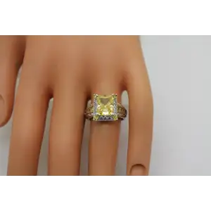 JUDITH RIPKA .925 S.S. CANARY CRYSTAL DIAMOND ring size 6.5 #