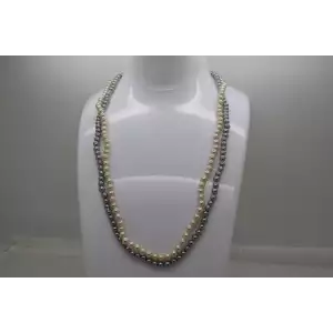 Vtg. .925 S.S. PINK & GREY DOUBLE STRAND GENUINE PEARLS necklace 16