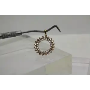 Signed 10k Y.G. .90ctw BRWON & WHITE DOUBLE CIRCLE pendant #