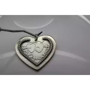 RARE Vintage T FOREE .925 Sterling Silver MY VALENTINE HEART pendant charm