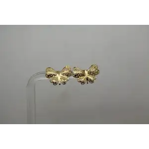 Signed 14k Y.G. FILIGREE DIMENSIONAL BUTTERFLY stud earrings
