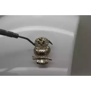 Signed PARADA .925 S.S. EMERALD EYES SITTING OWL pin