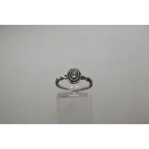 Signed 10k W.G. OVAL DIAMOND ILLUSION DOUBLE HALO ring size 7.75