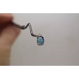 10k Yellow Gold Oval Cut BLACK OPAL & DIAMOND accent Pendant