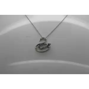 10k White Gold DIAMOND OPENWORK SWAN pendant necklace 18