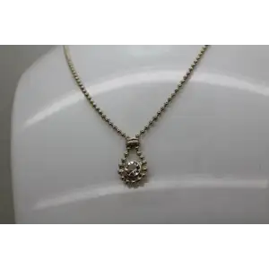 ITALY .925 S.S. WHITE STONE BEADED TEARDROP DESIGN necklace