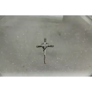 Signed RJ 10k W.G. DIAMOND accent HEART CROSS pendant