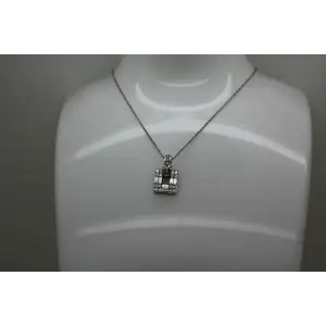 SIMON G. 18k W.G. .90ctw DIAMOND SQUARE pendant necklace