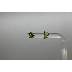 Signed 14k W.G. Trillion Cut PERIDOT STUD earrings