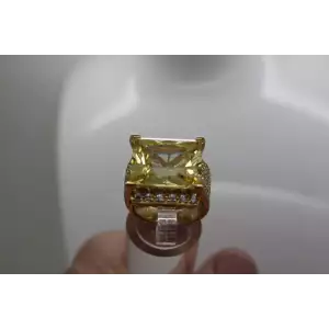 Signed ADI gold over .925 S.S. YELLOW & WHITE CZ HALO COCKTAIL size 5.75