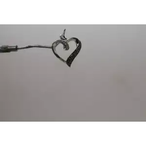 .925 Sterling Silver BLUE & WHITE DIAMOND HEART pendant