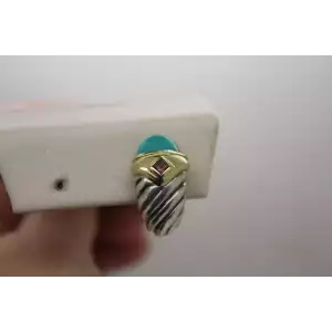 DAVID YURMAN .925 S.S. & 14k Y.G. TURQUOISE & AMETHYST SHRIMP Single earring