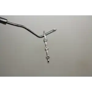 Signed 14k White Gold .21ctw DIAMOND 3 STONE BAR DESIGN pendant