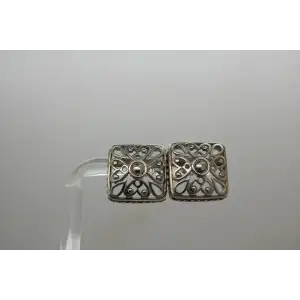 Signed NF .925 S.S. FILIGREE SQUARE DESIGN STUD earrings