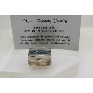 MING DYNASTY JEWELRY .925 S.S. CHINESE PORCELAIN PILL BOX