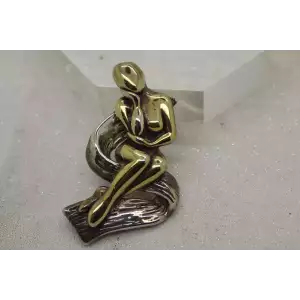 Two Tone .925 S.S. WOMAN NYMPH ART FIGURAL pendant pin