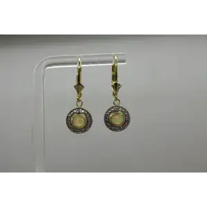 Gold over .925 S.S. OPAL HALO DANGLE earrings