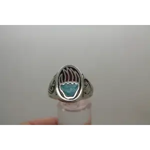 G&S 1984 .925 S.S. CORAL TURQUOISE INLAY BEAR PAW ring size 13
