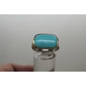 Signed SX .925 S.S. MODERNIST TURQUOISE ring size 8   10g