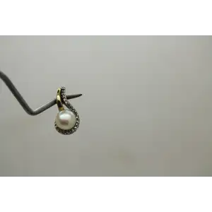 AV ALWAND VAHAN 14k Y.G. & .925 S.S. PEARL & DIAMOND pendant