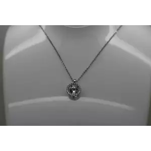 .925 Sterling Silver WHITE TOPAZ in motion DIAMOND HALO necklace 18