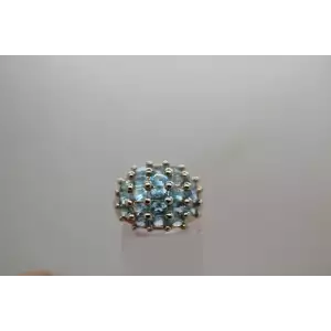 Signed ALX .925 Sterling Silver BLUE TOPAZ COCKTAIL ring size 7
