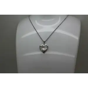 NIB .925 S.S. ETCHED CROSS HEART LOCKET pendant necklace 18