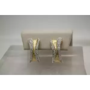 HN HENG NGAI gold over .925 S.S. DIAMOND CHIP MODERNIST earrings